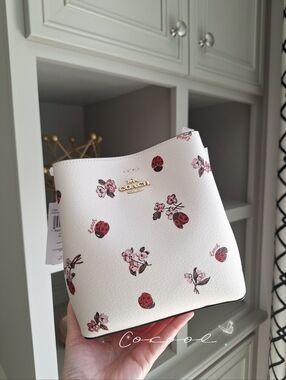BNWT Coach mini town bucket bag with ladybug floral print crossbody bag shoulder